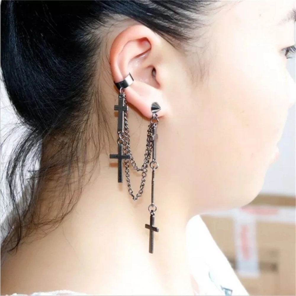 Martyrdom Occult 1 Earring | Gunmetal Black Alloy | Gothic Punk Alternative Emo